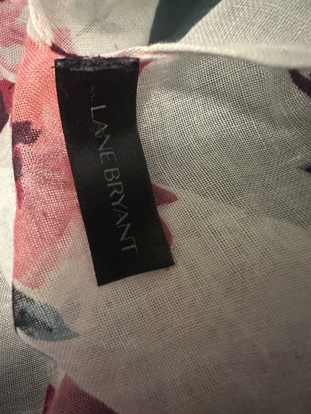 Lane Bryant Floral Sheer Pink and White Kimono with Tassels - Picture 3 of 5
